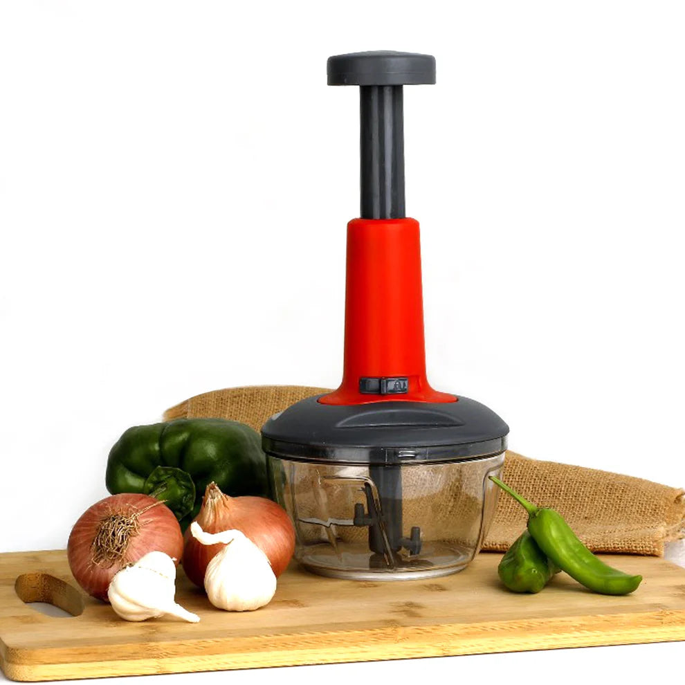 Matte Finish Hand Press Chopper with 3 Blades