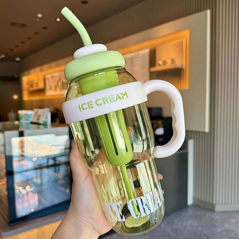 Large Capacity Cute Ice Cream-Themed Water Bottle