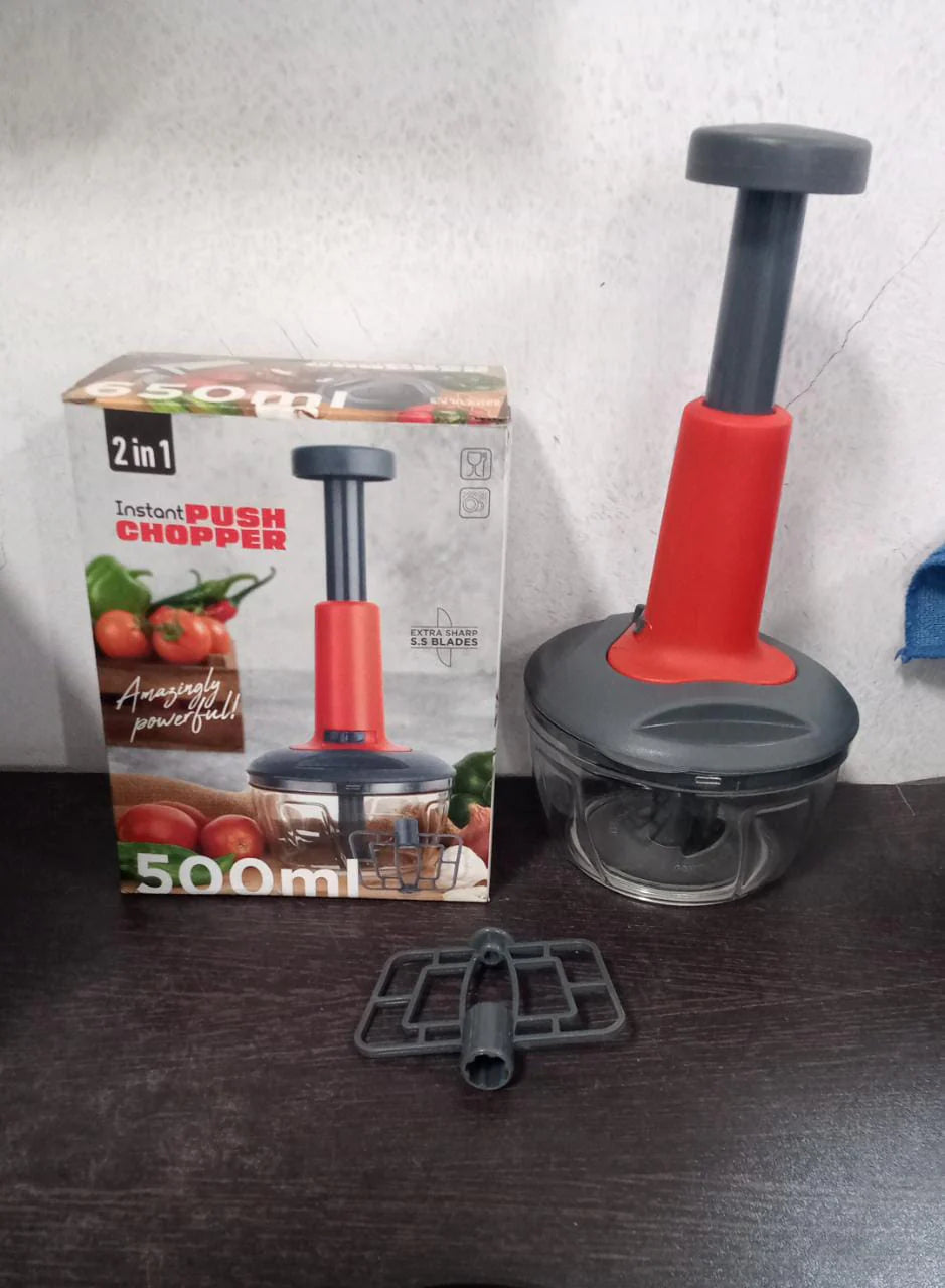 Matte Finish Hand Press Chopper with 3 Blades